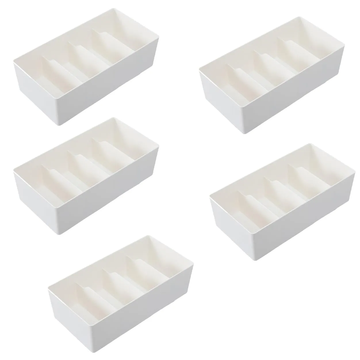 Kuber Industries Cloth Storage Box 4 GridDrawer Divider|Wardrobe Organizer For clothes-Pack of 5 (White)