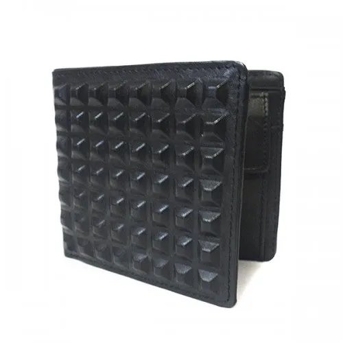 LACHLAN - Men's Black Genuine Leather Spike Wallet in Gift Box