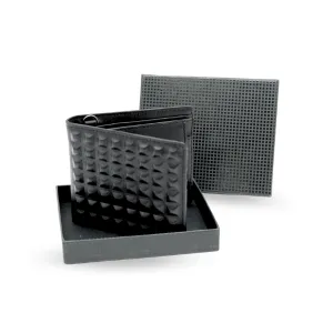 LACHLAN - Men's Black Genuine Leather Spike Wallet in Gift Box