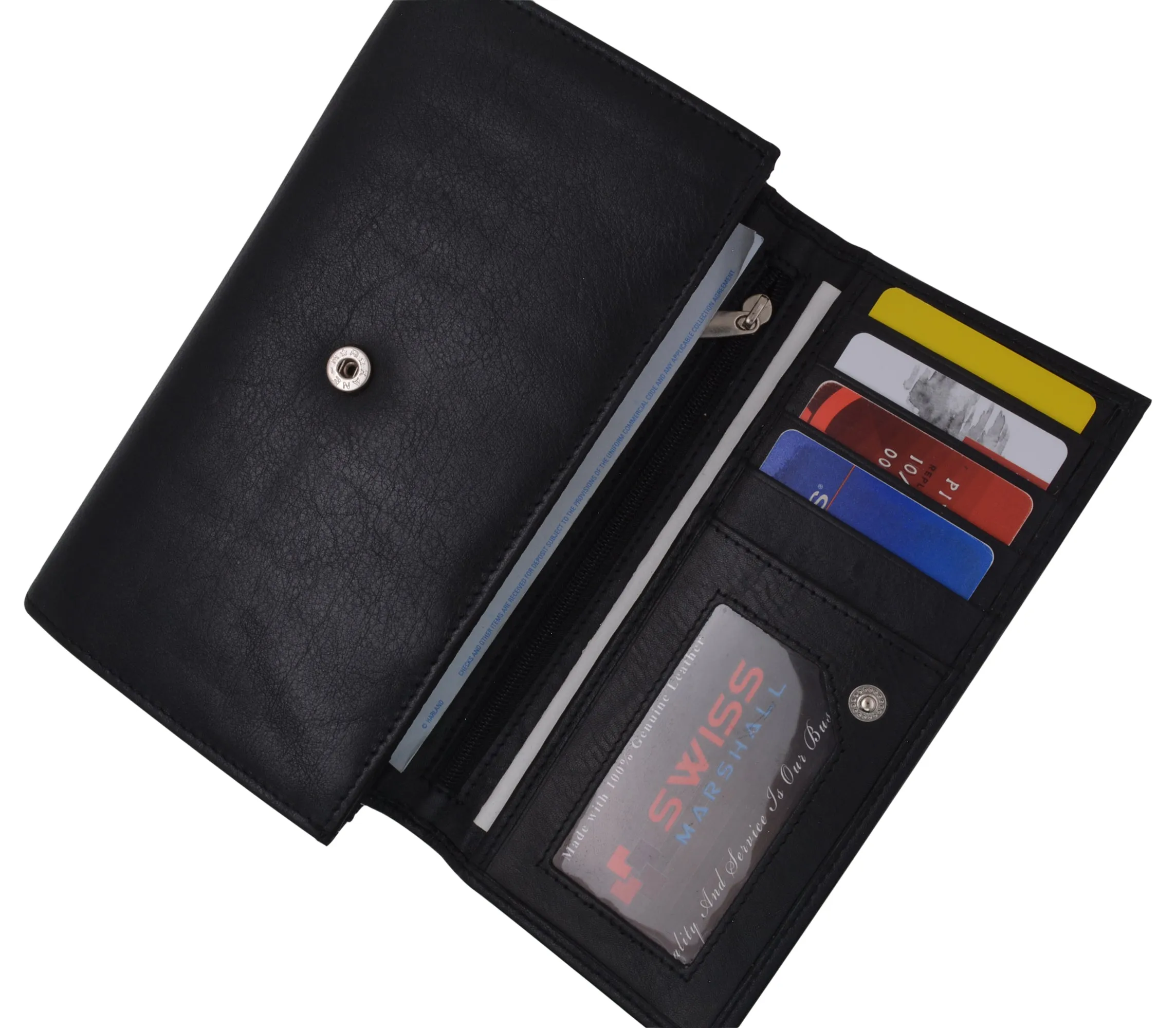 Leather Womens Wallet Ladies Clutch With Removable Checkbook Cover RFID Blocking