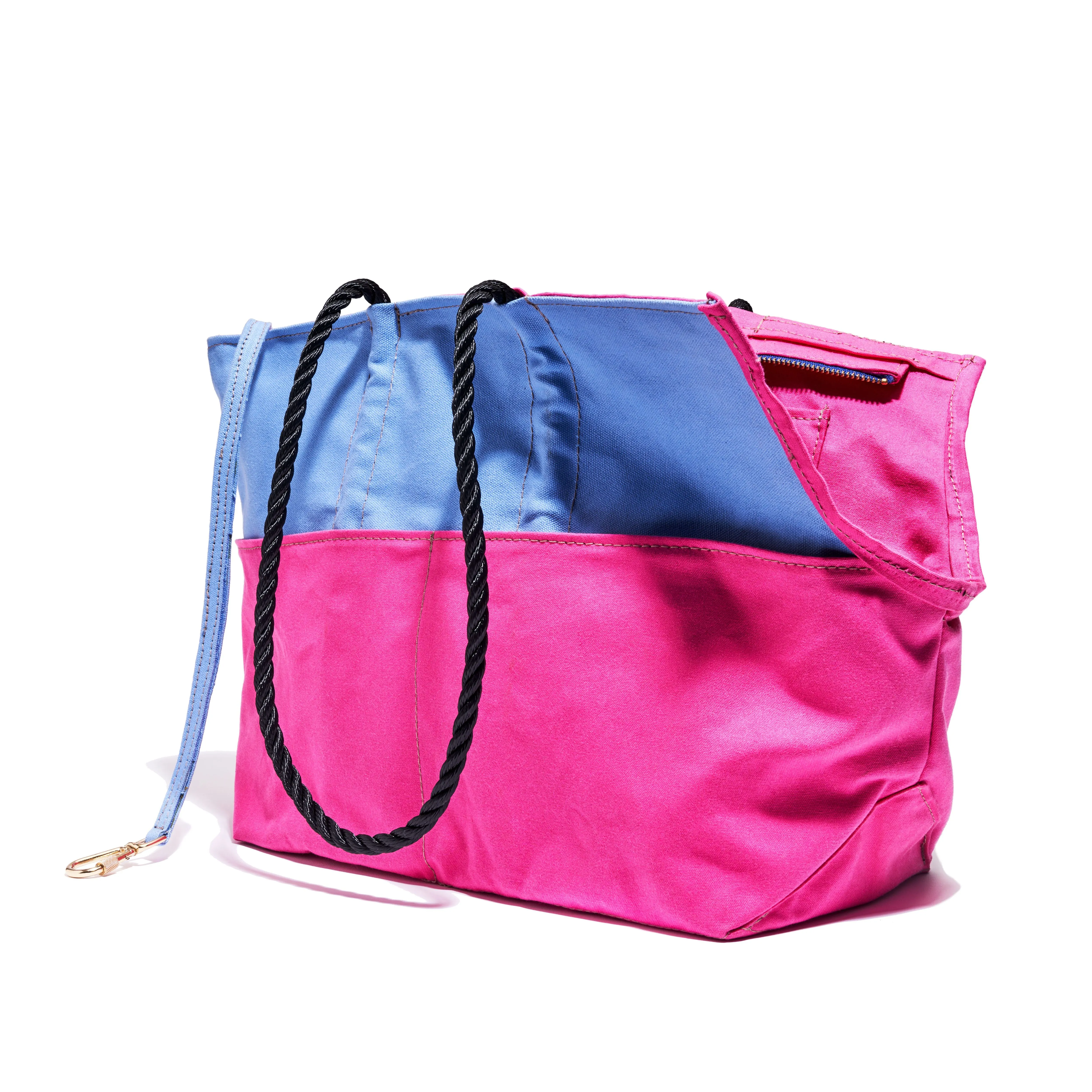 Light Blue and Pink Dog Tote