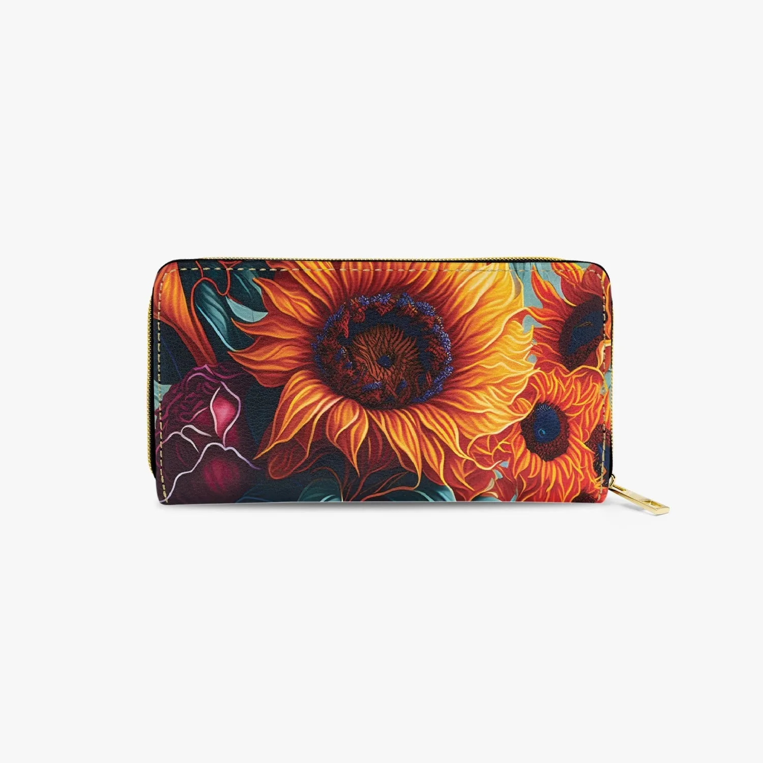 Long Type Zipper Purse, Sunflowers, awd-626