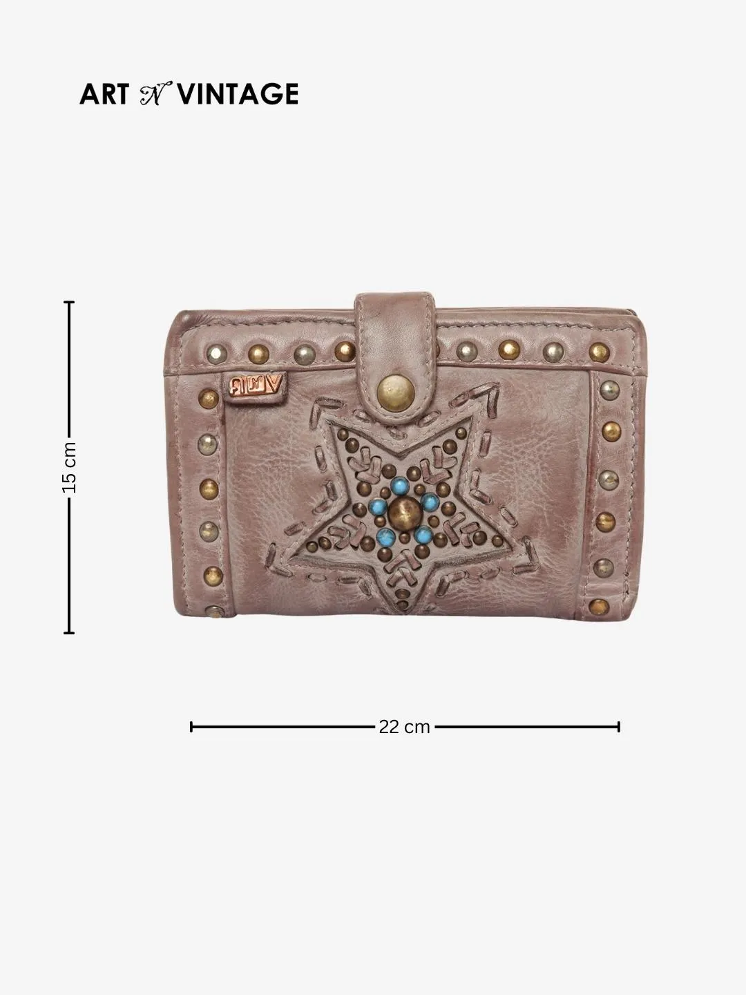 Lucida: Leather Star Studded Small Wallet