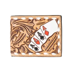 M&F 3D Western Men's Hand Painted Ace Cards Leather Wallet