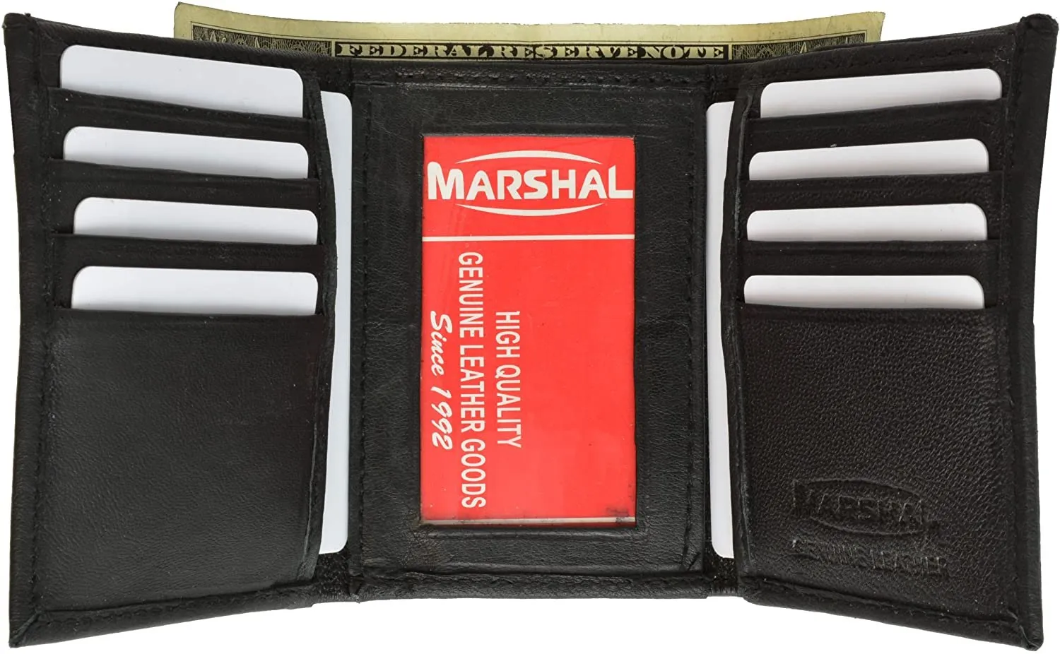 Marshal Genuine Lambskin Soft Leather ID and Credit Card Trifold Wallet