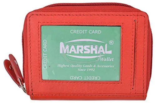 Marshal Leather Double Zippered Accordion Wallet Red