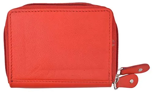 Marshal Leather Double Zippered Accordion Wallet Red