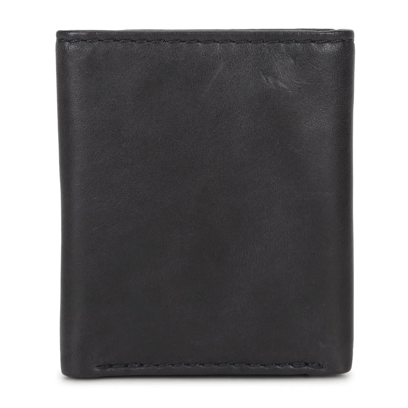 Men's Black Brand Logo Tri-Fold Wallet