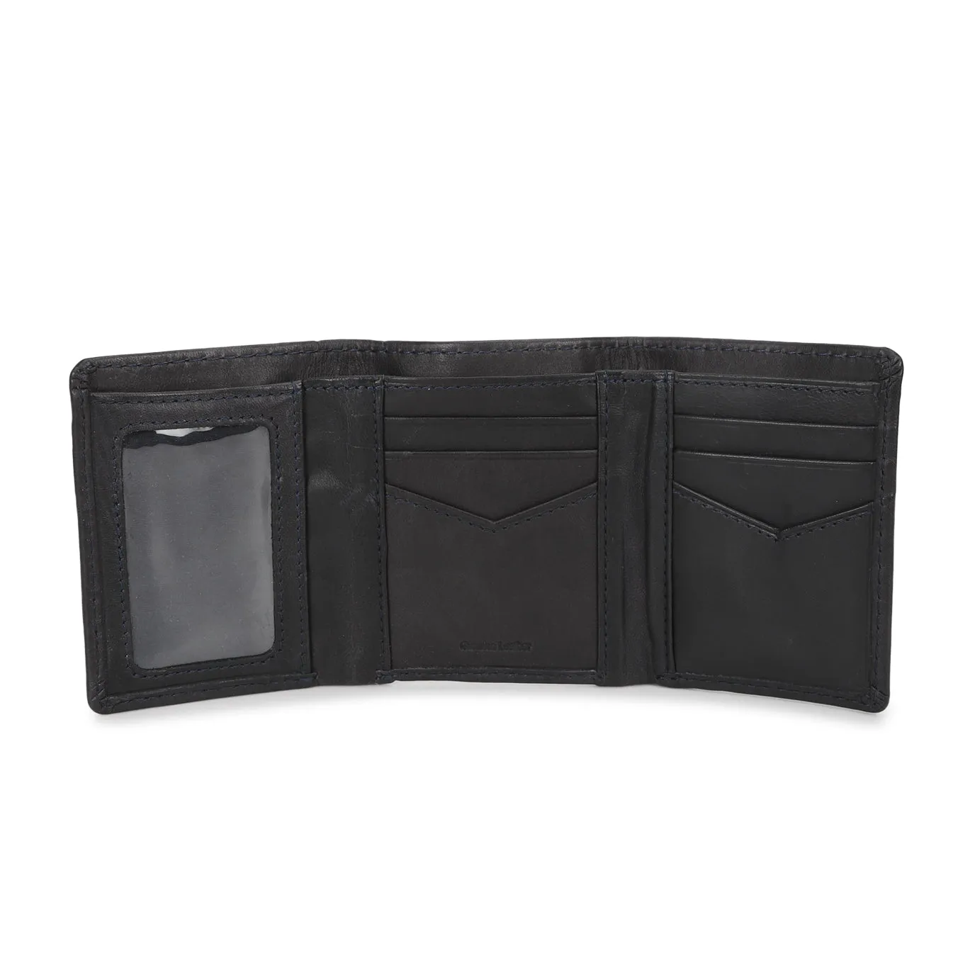 Men's Black Brand Logo Tri-Fold Wallet