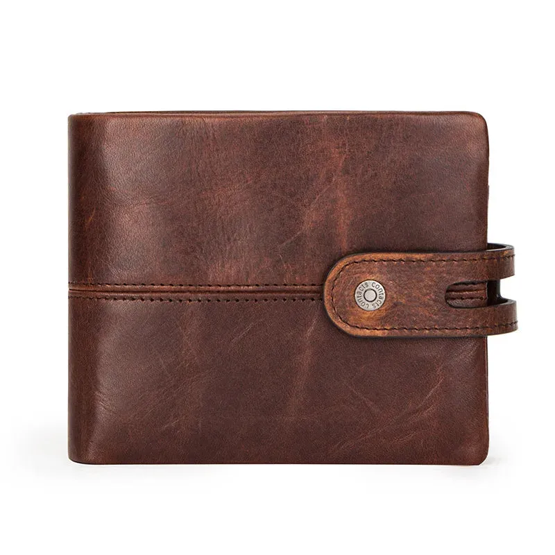 Men's Crazy Horse Leather Short Coin Purse & Wallet