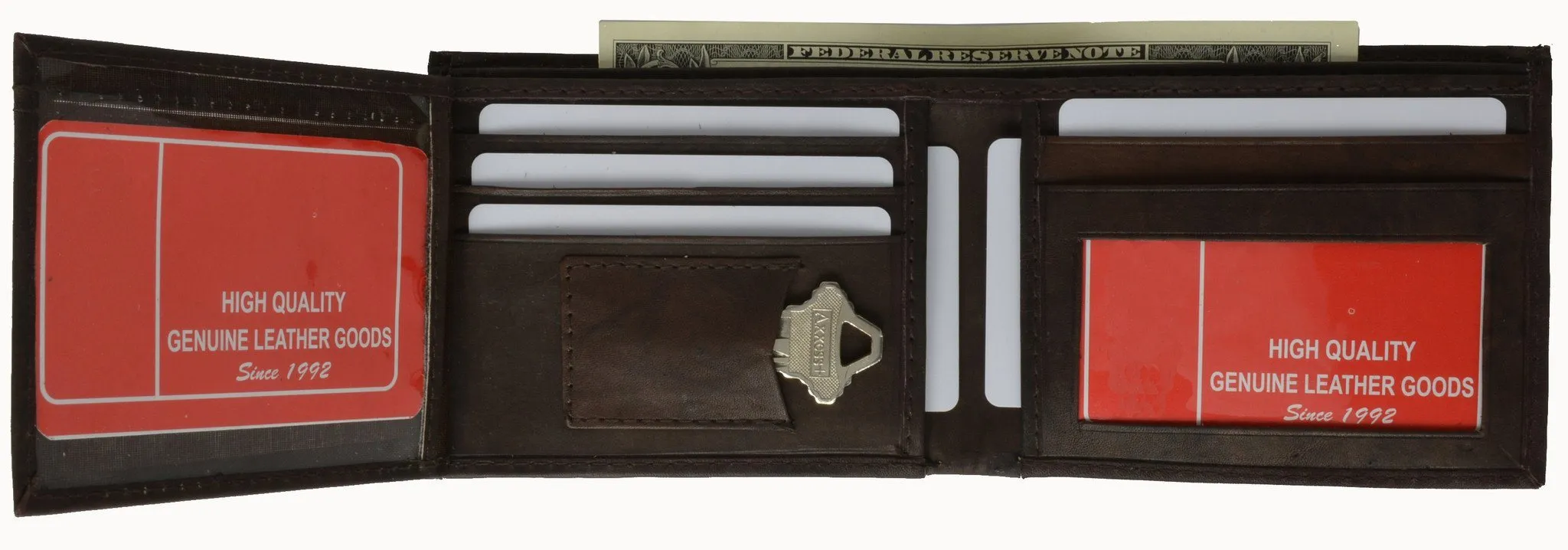 Men's Genuine Leather Bi-fold Wallet With a Key Pocket