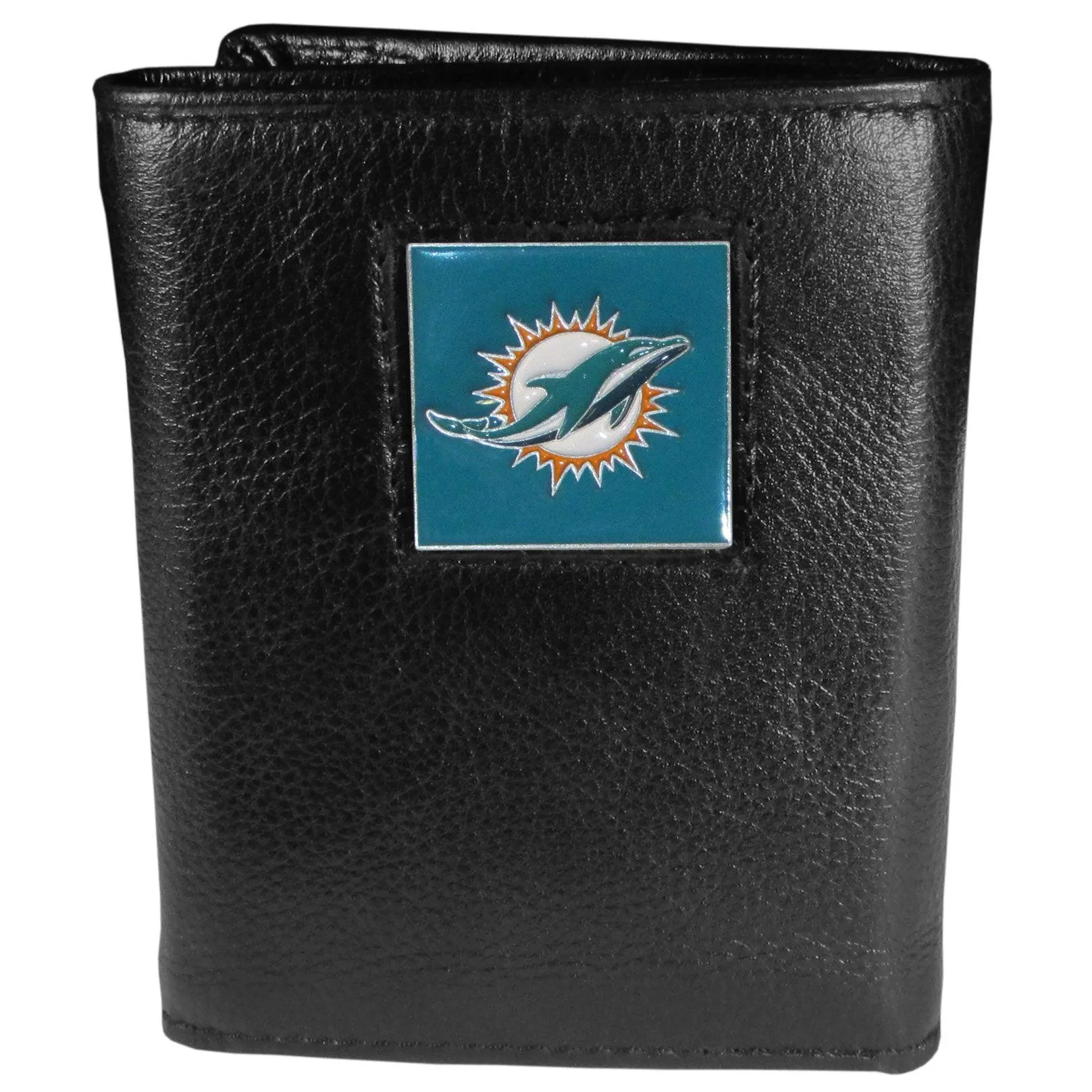 Miami Dolphins Deluxe Leather Tri-fold Wallet Packaged in Gift Box