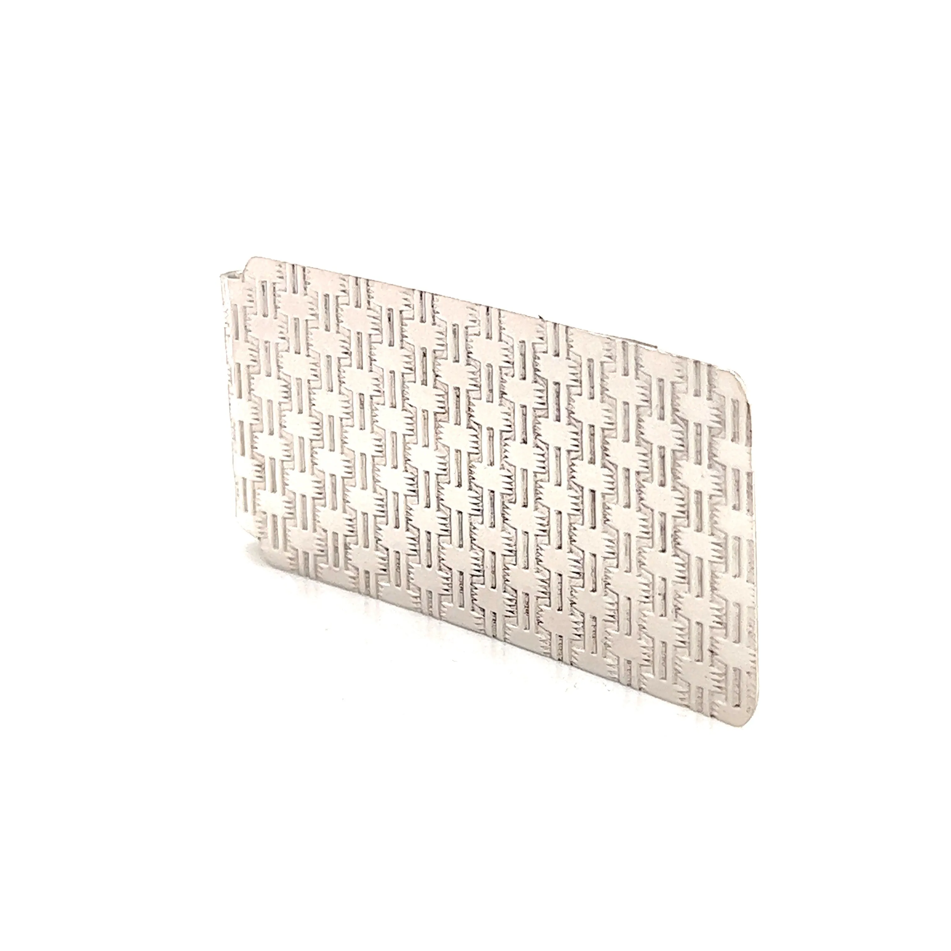 Money Clip With Cross-Hatch Pattern in Sterling Silver