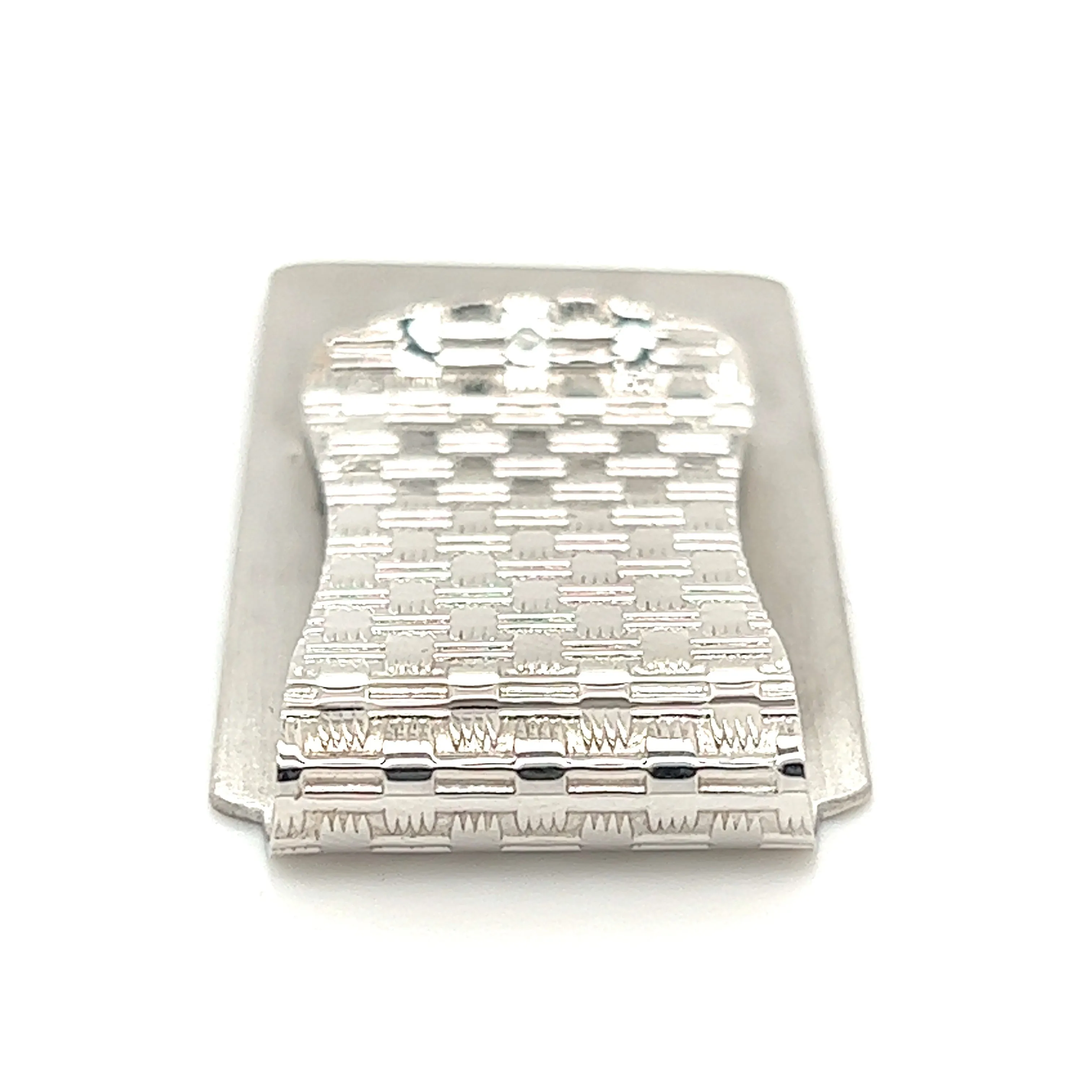 Money Clip With Cross-Hatch Pattern in Sterling Silver