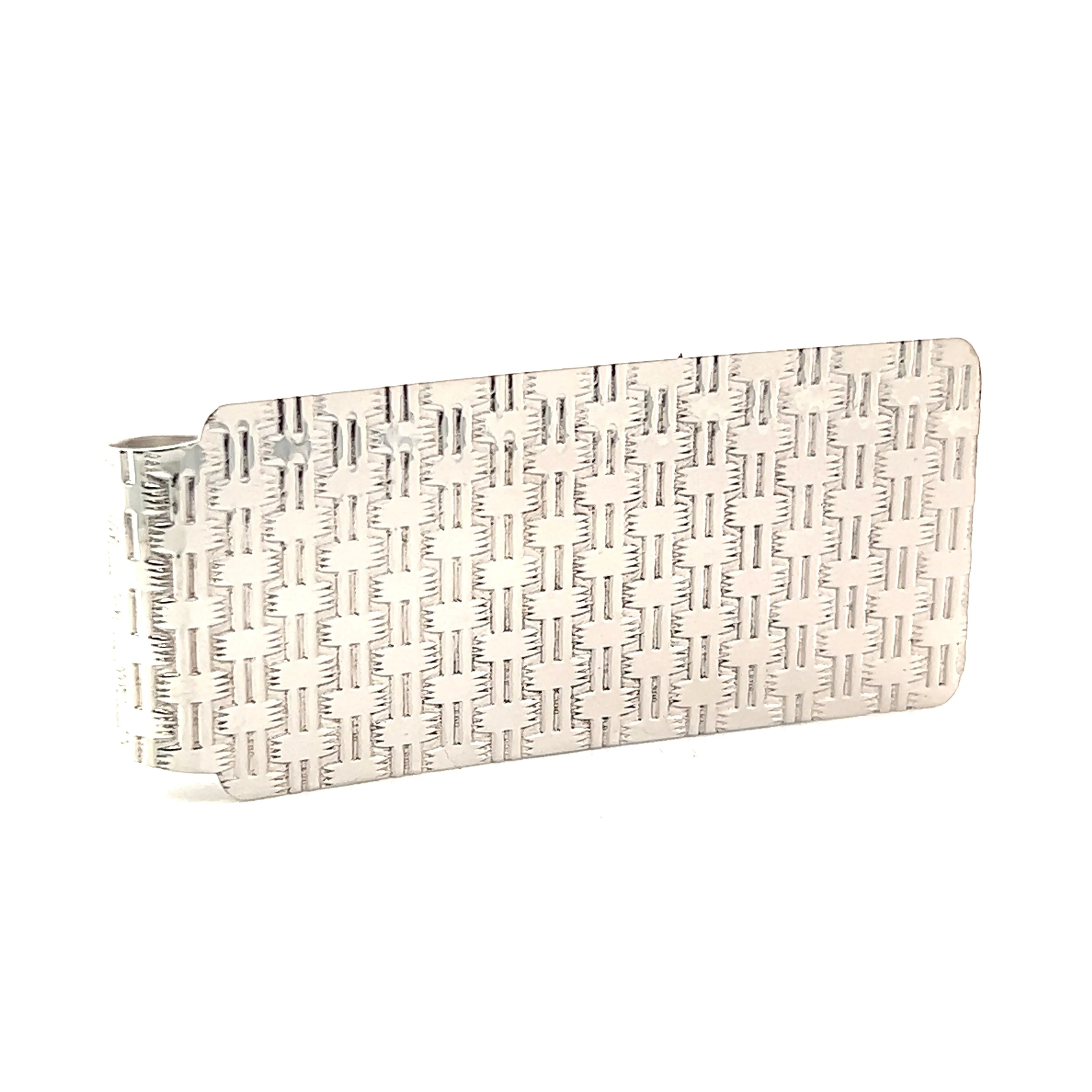 Money Clip With Cross-Hatch Pattern in Sterling Silver