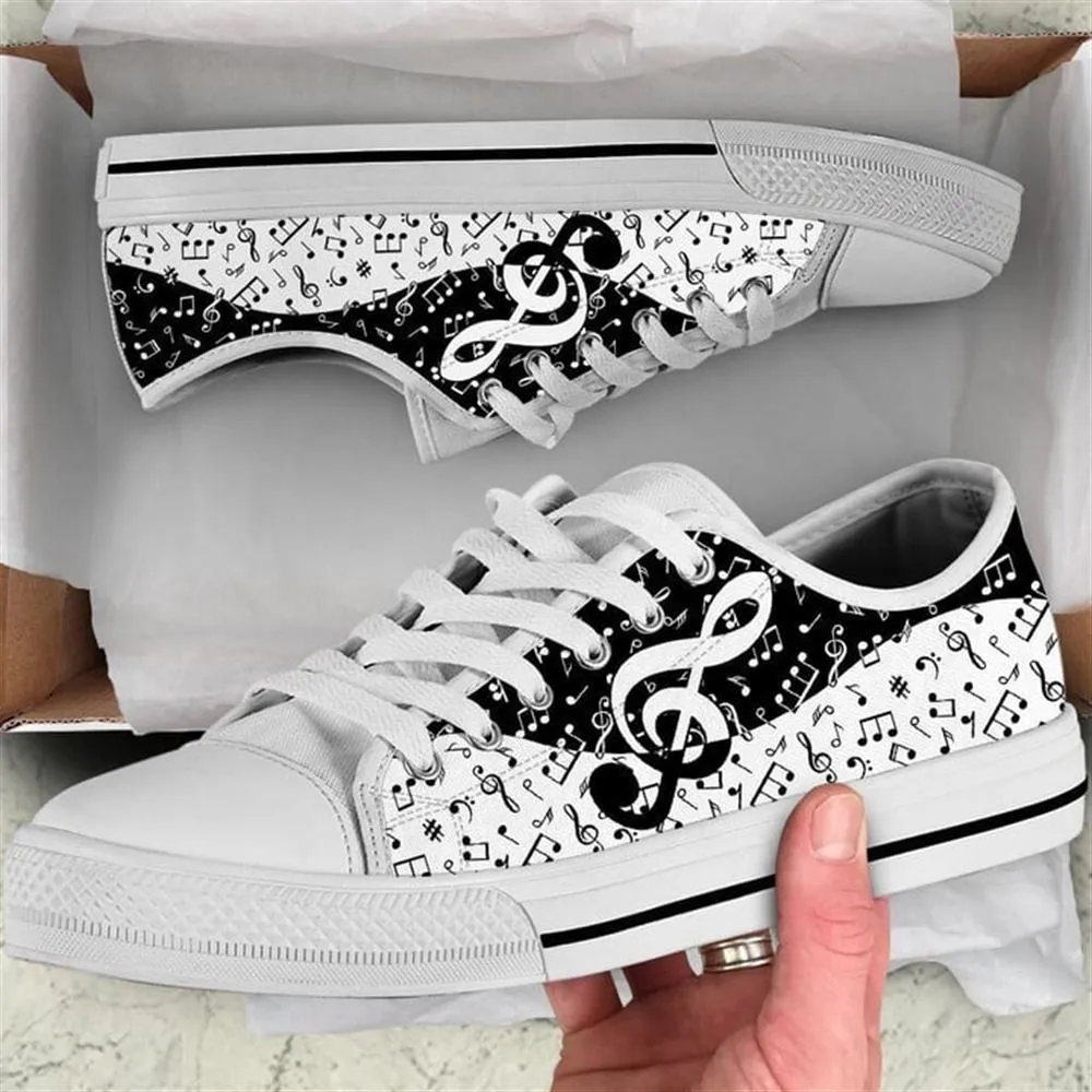 Music Note Signs Old Pattern Canvas Low Top Shoes, Canvas Shoes Design, Low Top Sneaker