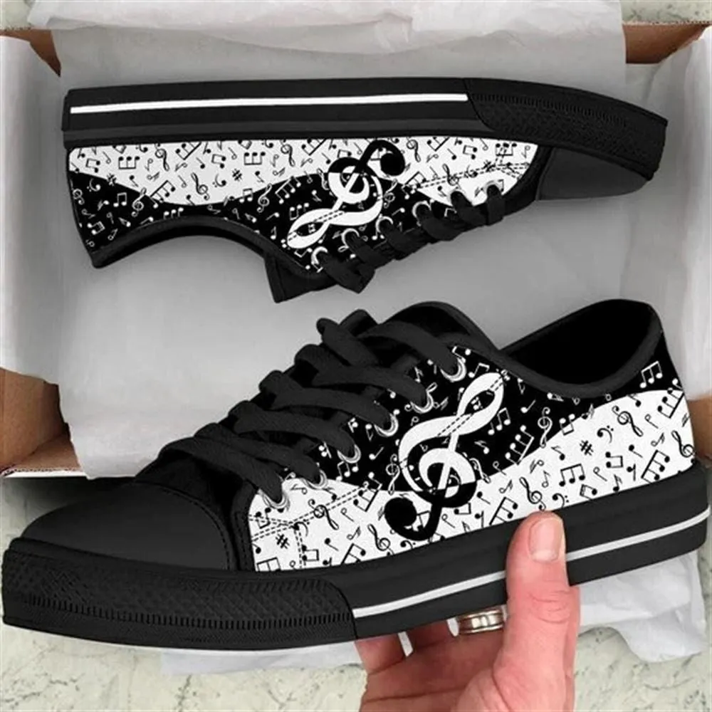 Music Note Signs Old Pattern Canvas Low Top Shoes, Canvas Shoes Design, Low Top Sneaker