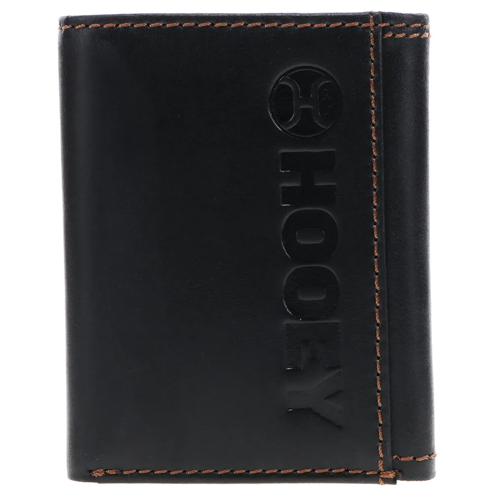 "Hooey Classic"  Smooth Black Trifold Wallet