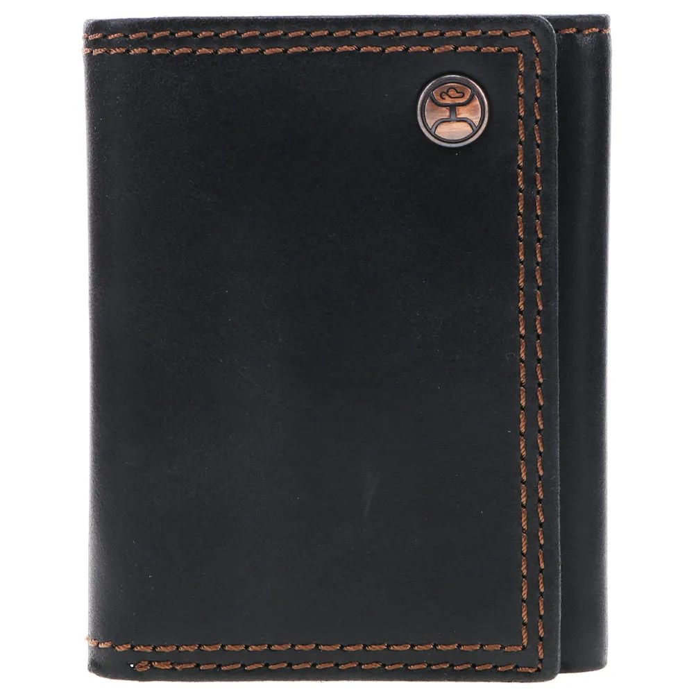 "Hooey Classic"  Smooth Black Trifold Wallet