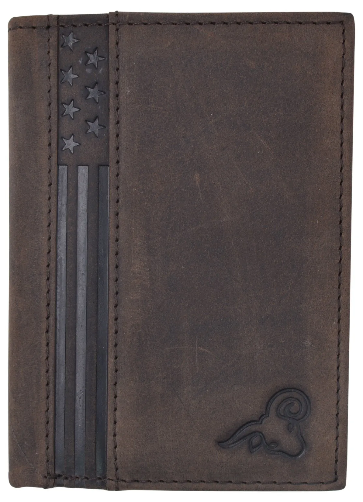 RFID Protected Mens Leather Wallet Bifold 2 ID Windows Double Bill Sections USA Stars & Stripes RFID61139HU