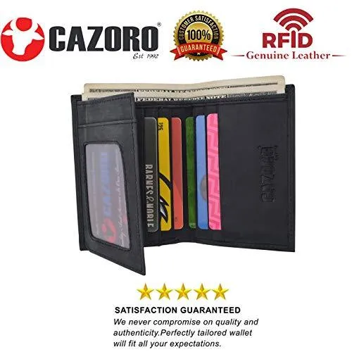 RFID Protected Mens Leather Wallet Bifold 2 ID Windows Double Bill Sections USA Stars & Stripes RFID61139HU