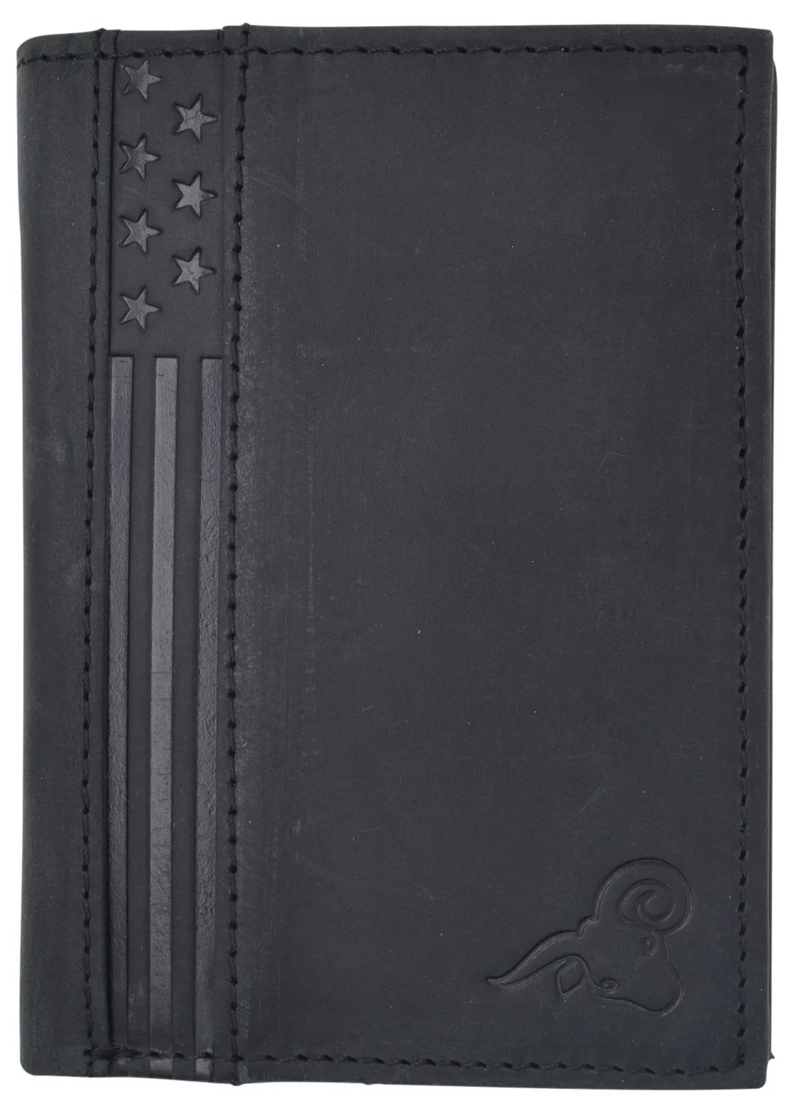 RFID Protected Mens Leather Wallet Bifold 2 ID Windows Double Bill Sections USA Stars & Stripes RFID61139HU