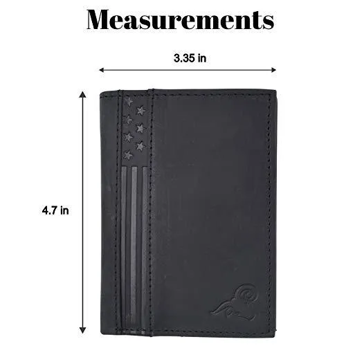 RFID Protected Mens Leather Wallet Bifold 2 ID Windows Double Bill Sections USA Stars & Stripes RFID61139HU