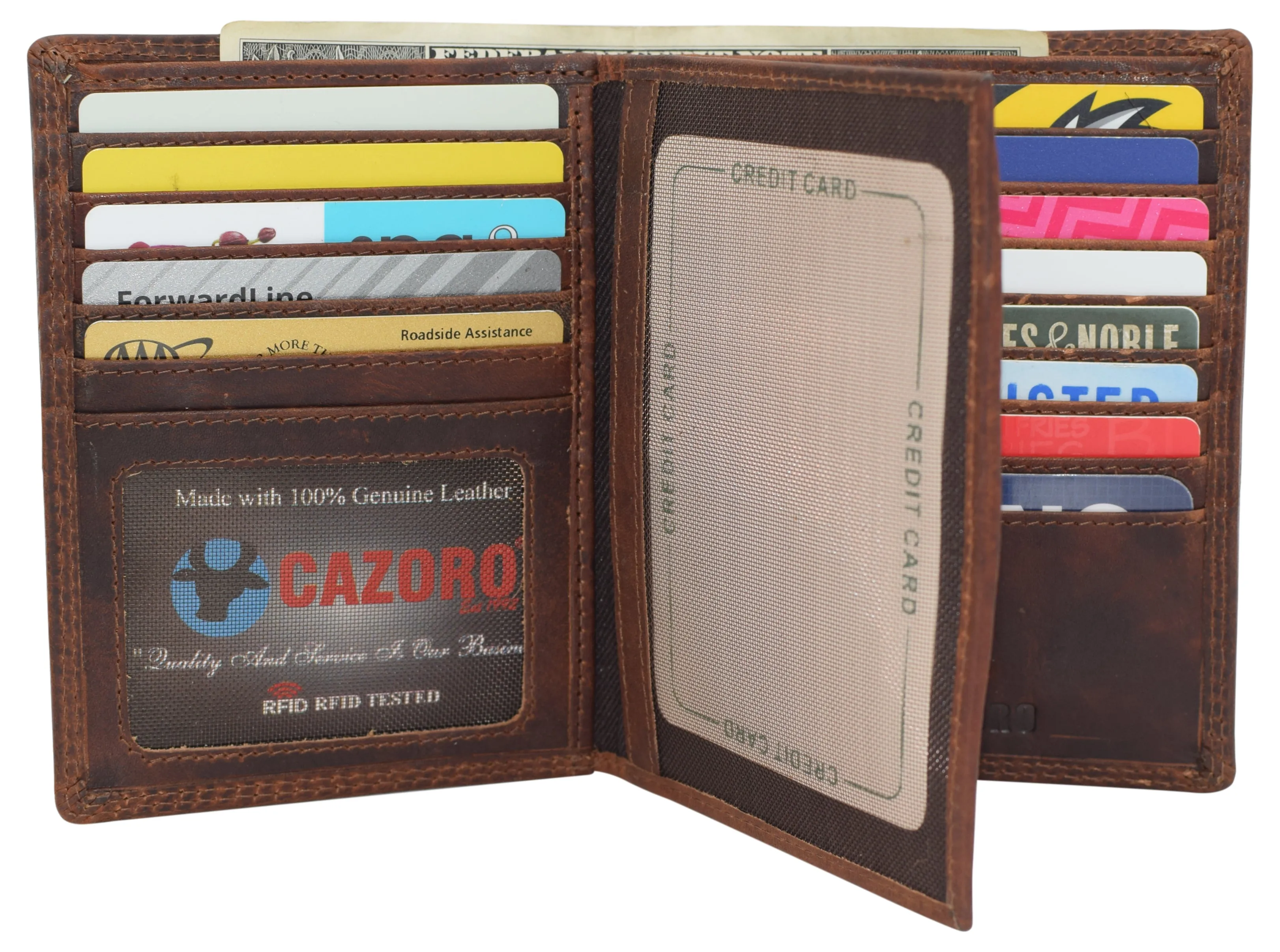 RFID925502RHBD CAZORO Men's Hipster Bifold RFID Blocking Vintage Leather Multi-Card ID Holder European Wallet for Men