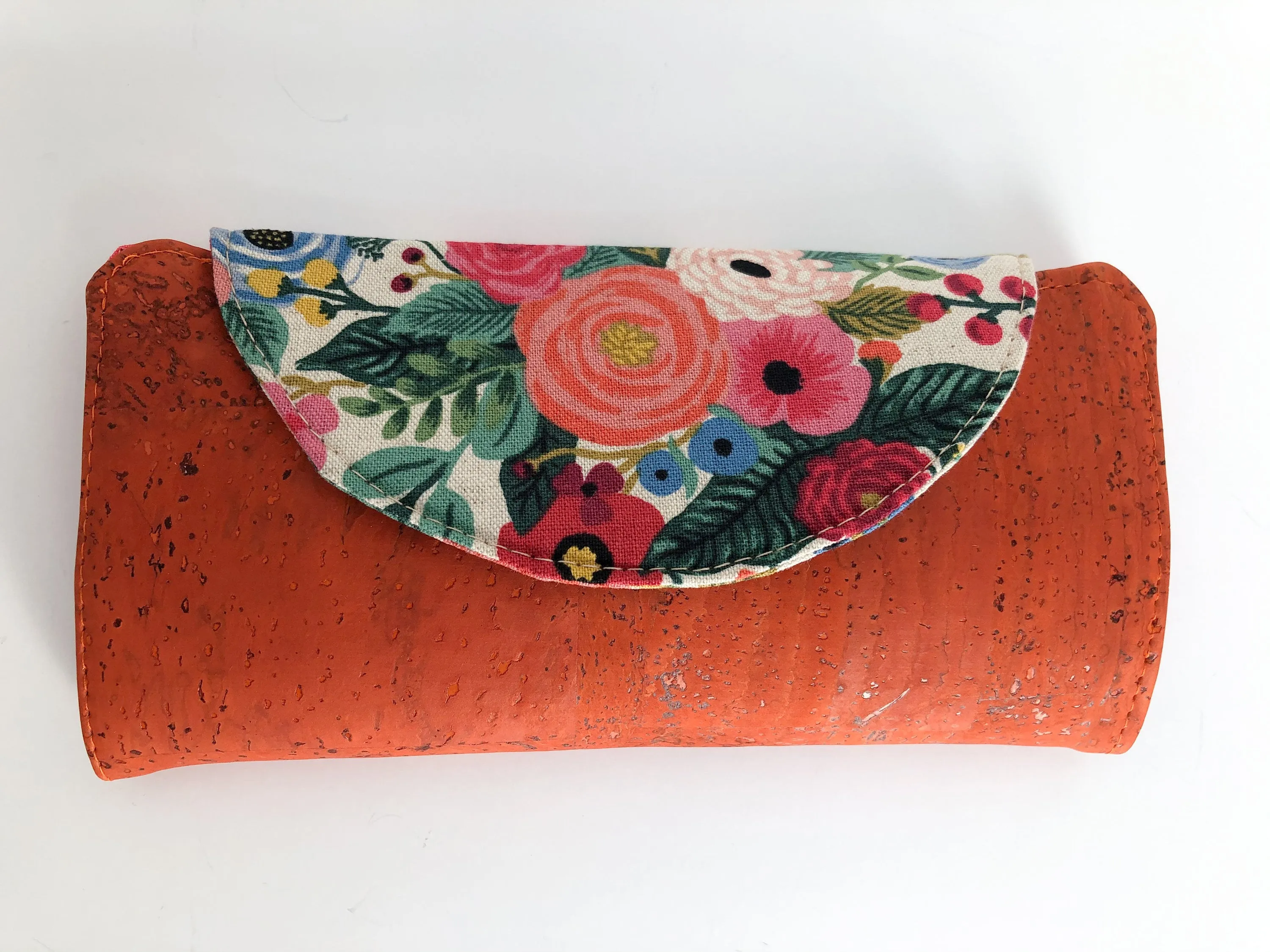 Rifle Paper Co Floral Canvas and Orange Cork Women's Cork Wallet