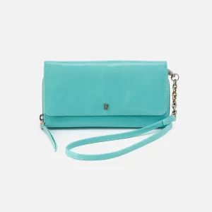 Rubie Crossbody in Polished Leather - Light Aqua