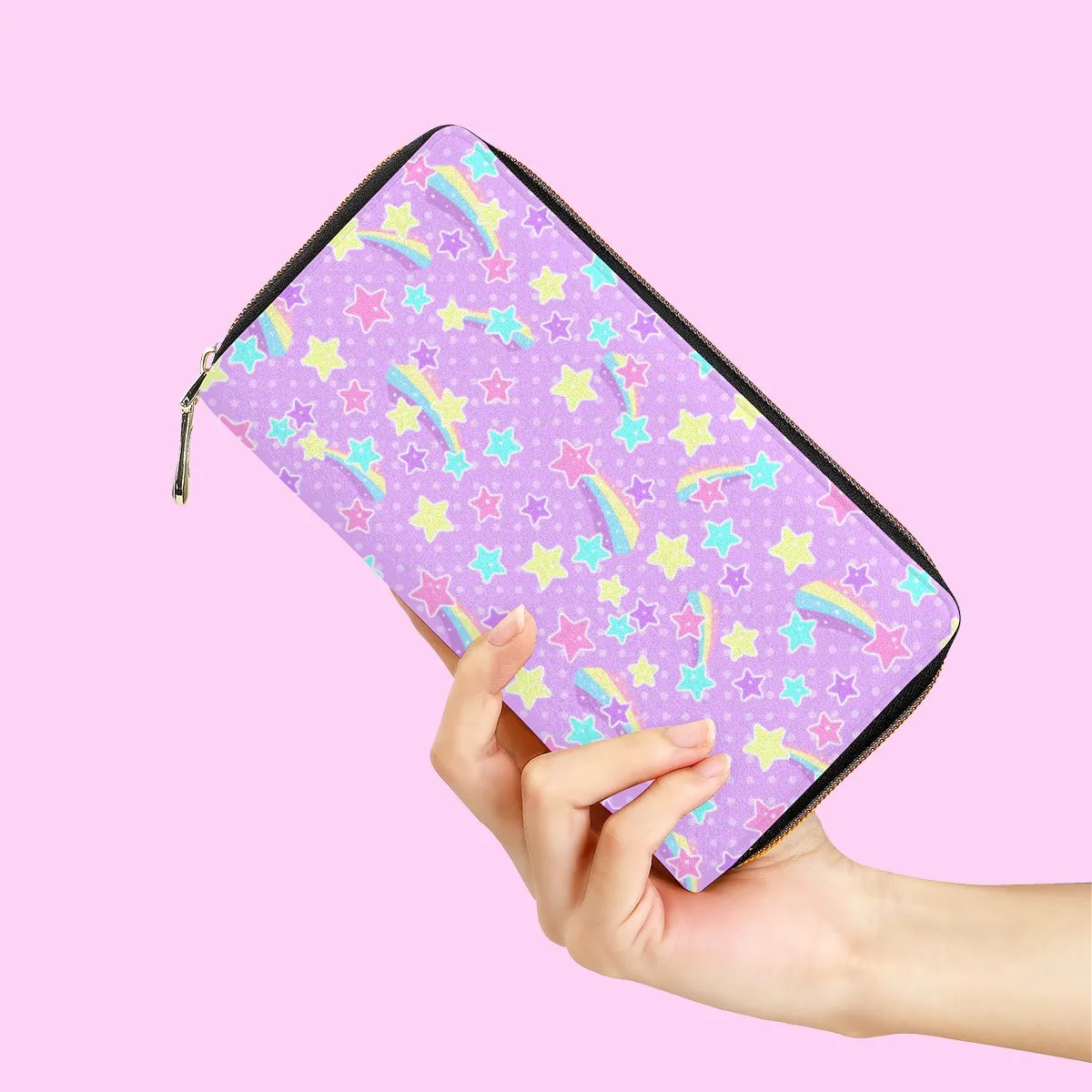 Starry Party Purple Zipper Wallet