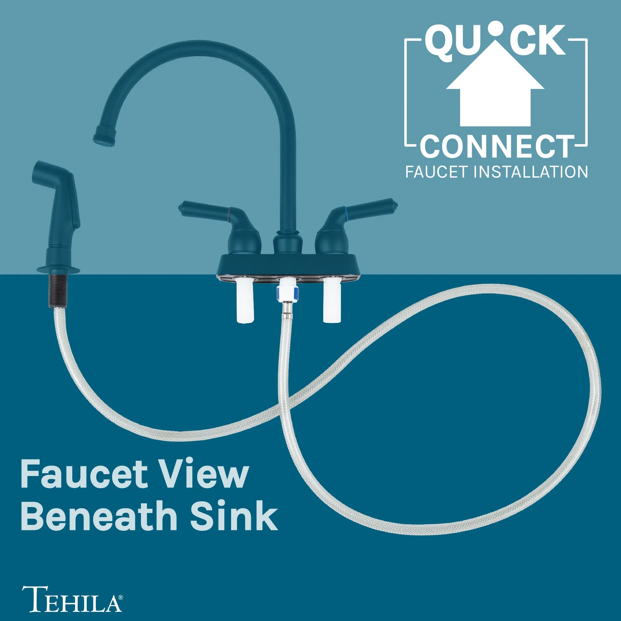 Tehila Black Finish Gooseneck Faucet with Side Sprayer