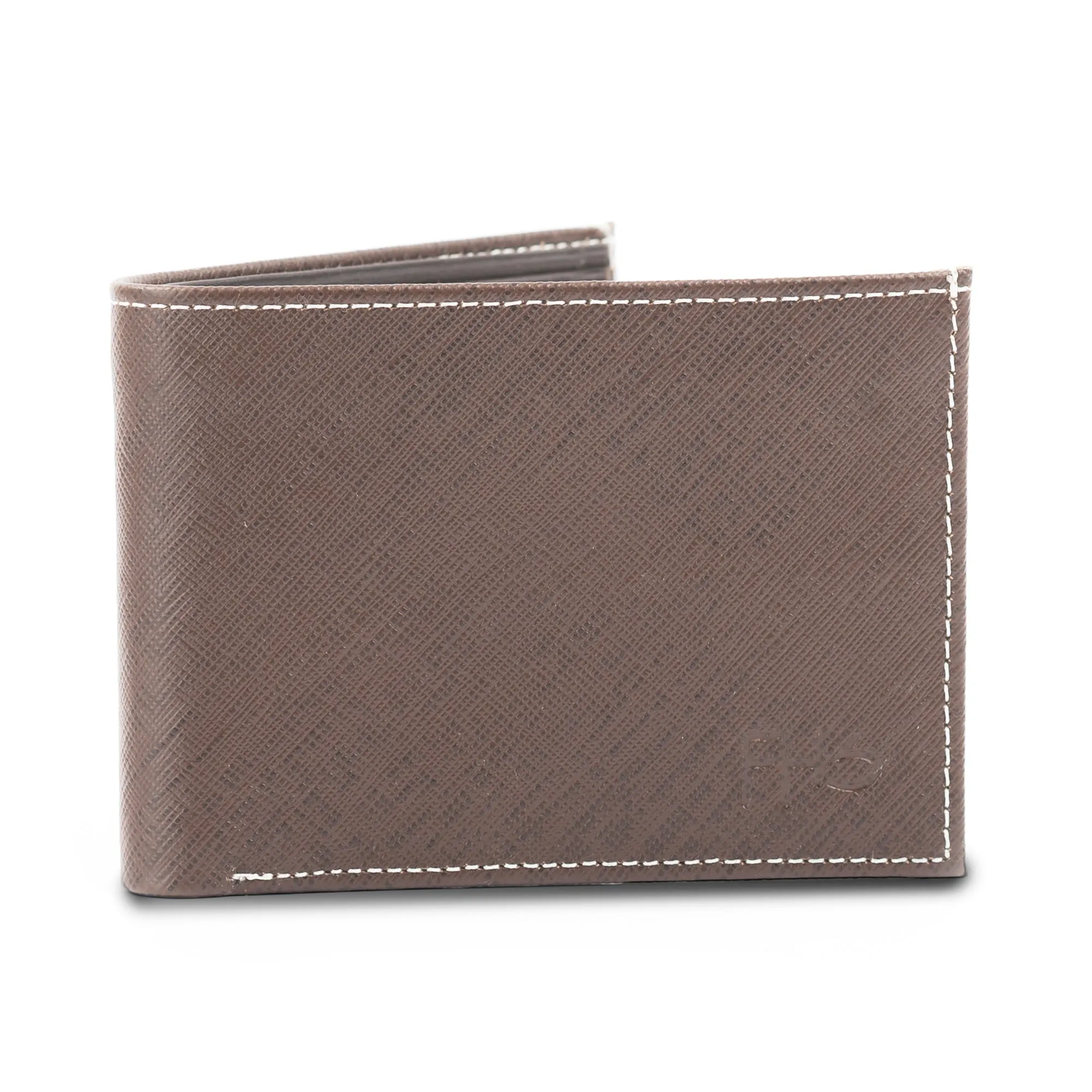 Textured Leather Wallet-Brown