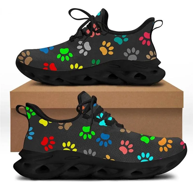 Veterinary Unisex Casual Animal Paw Print Graphite Sneakers Men Women Lightweight Flat Sneakers Lace-Up Shoes