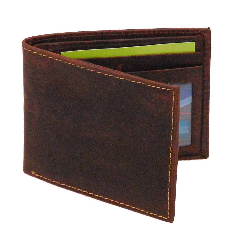 Vintage Brown Bifold RFID Wallet w/Photo Insert #WM13011NID