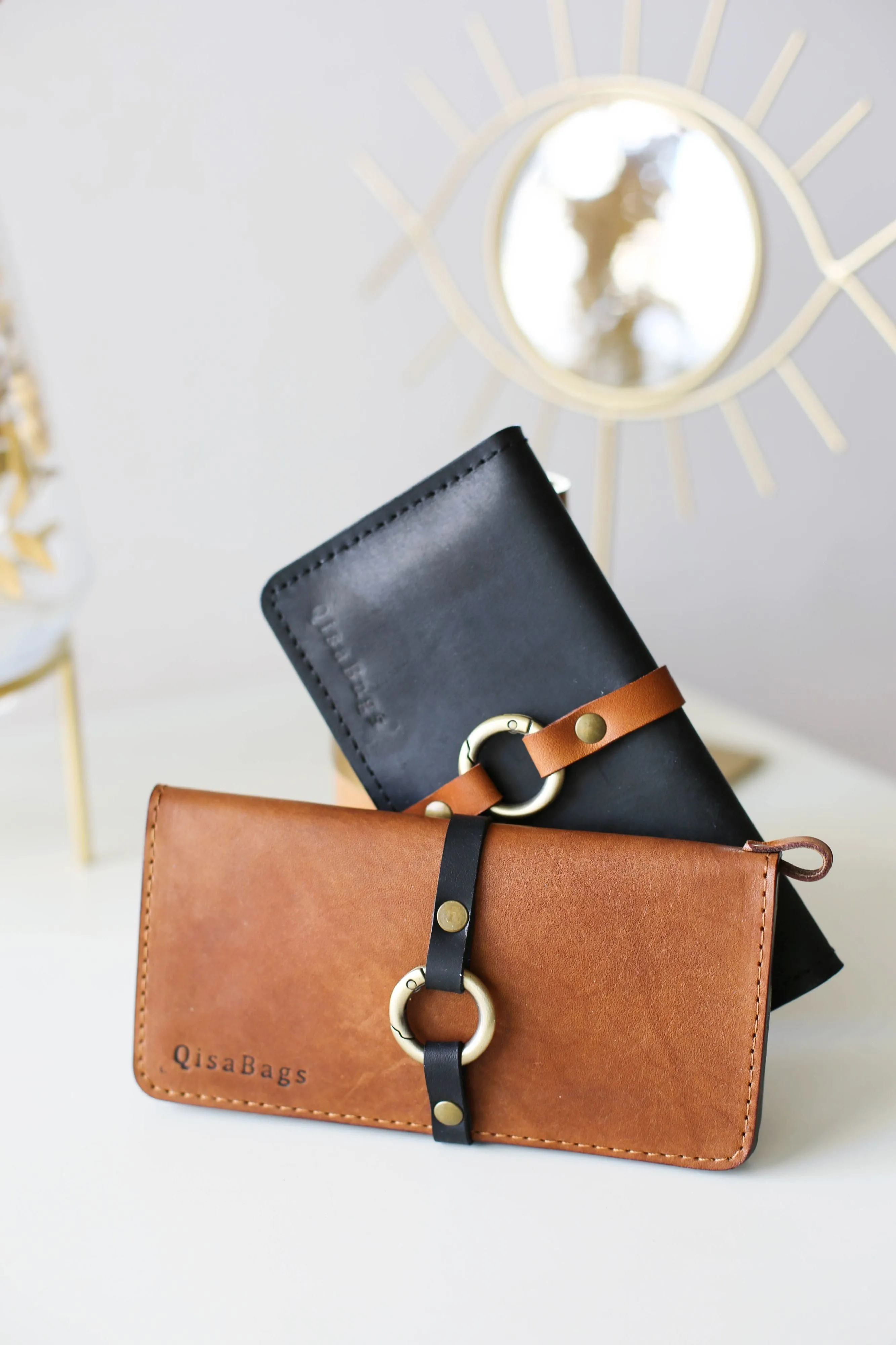 Women's Bifold Dual Leather Wallet - N01 - Ring Closure